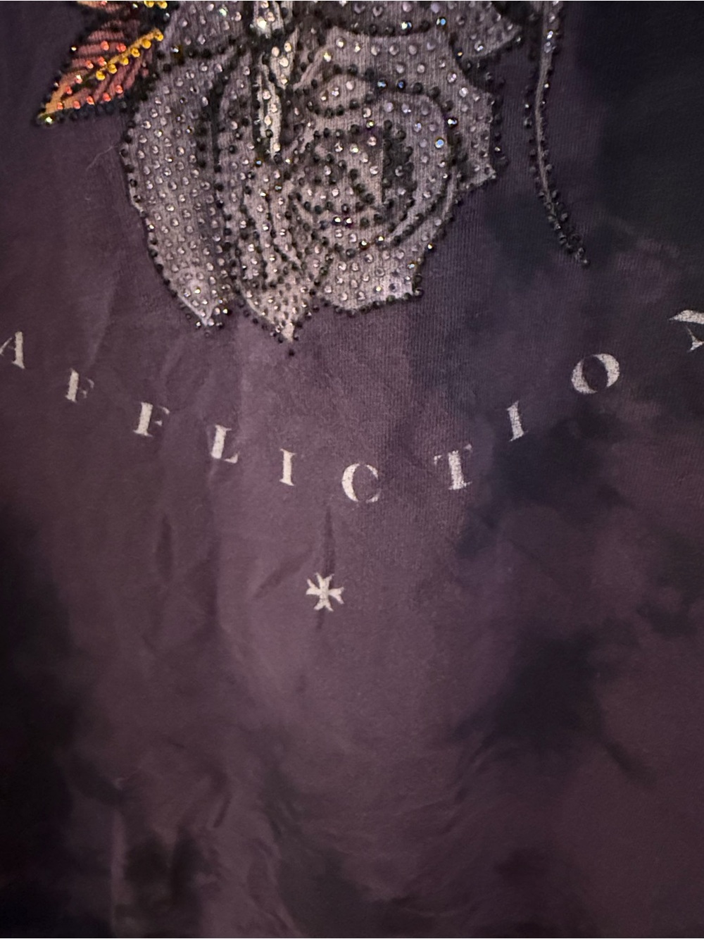 Mens Affliction Memento Mori T-Shirt XL Y2K Emo Grunge Rhinestones - Picture 13 of 13